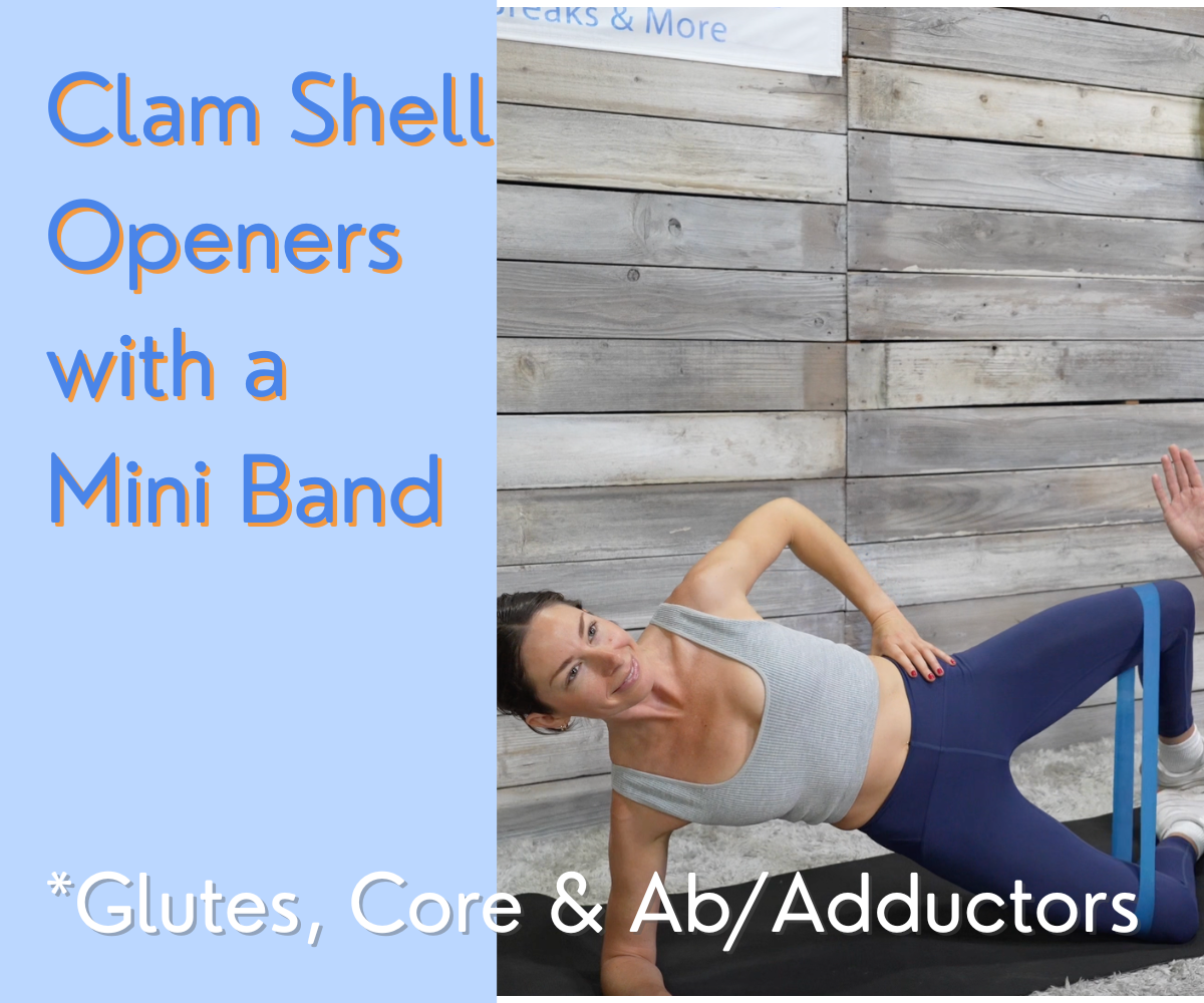 Clam Shell Openers with Mini Band strengthen hips, obliques and glutes with this exercise